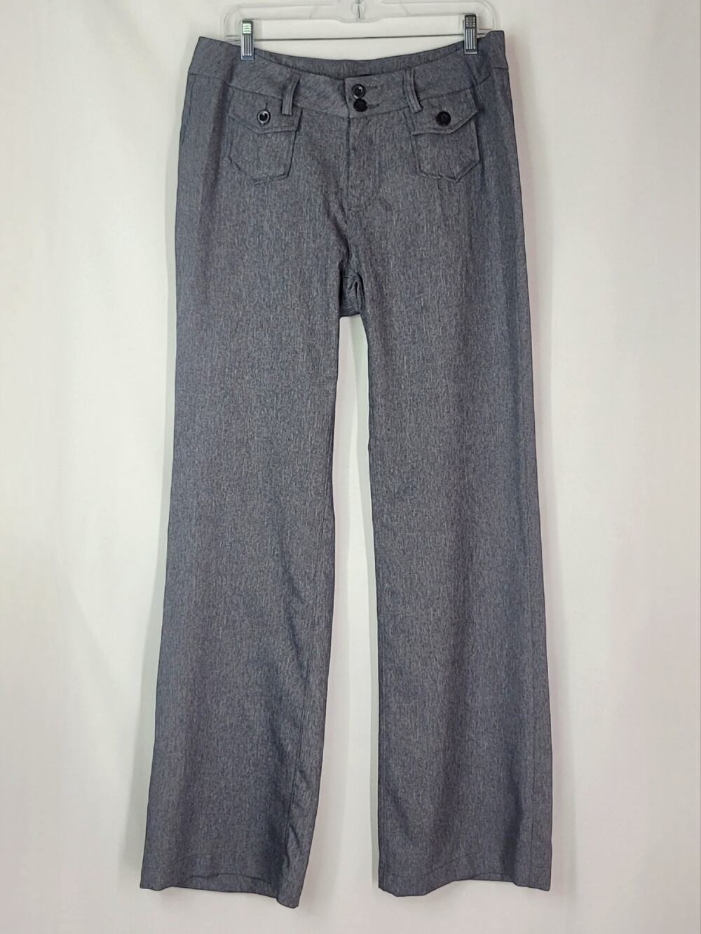 FLAMINGALS Grey Melange Wide-Leg Flap Pocket Dual Button/Zip Front Pants Size XL